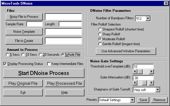 DNoise Dialog Box