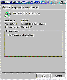 hp cd writer properties general tab